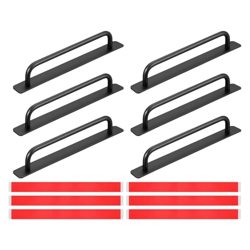 Image of uxcell 6Pcs Barn Door Handles, 244mm / 9.6 Inch Length Hole Center Sliding Gate Door Pull Handle Aluminum Alloy Cabinet Handles with Base for Kitchen Bathroom Wardrobe Closet (Black)