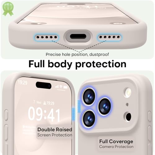 Image of LOVE 3000 Designed for iPhone 17 Pro Case, Premium Silicone [Compatible with Magsafe][Soft Anti-Scratch Microfiber Lining] Shockproof Protective Phone Case for Men Women 6.3 inch, Stone