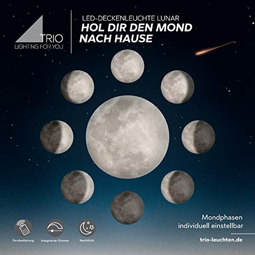  Luna Trio LED Deckenleuchte 627514000 - Acryl mit wechselbarer Mondphase und Nachtmodus
| Lunar LED Deckenleuchte 62751