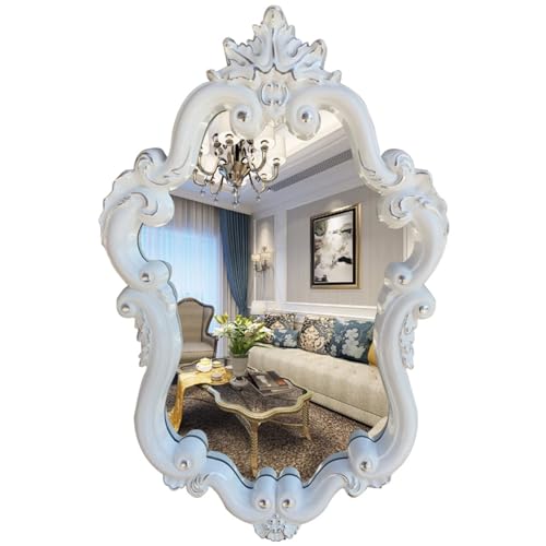 Miroir mural baroque blanc 60 x 90 cm grand miroir rectangulaire salon