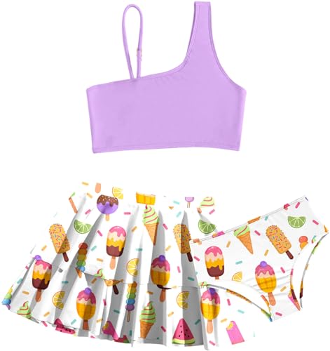 Image of RAISEVERN Girls Swimsuit 3 Piece Bathing Suits Cute Swimwear for 5-12 Years
