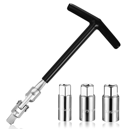Zündkerzenschlüssel Satz, 16/18/21mm Universal Flexibel Zündkerzenschlüssel Set, T-Griff Zündkerzen Steckschlüssel Satz, Zündkerzenschlüssel für Auto Motorrad Zündkerzen Entferner Schraubenschlüssel