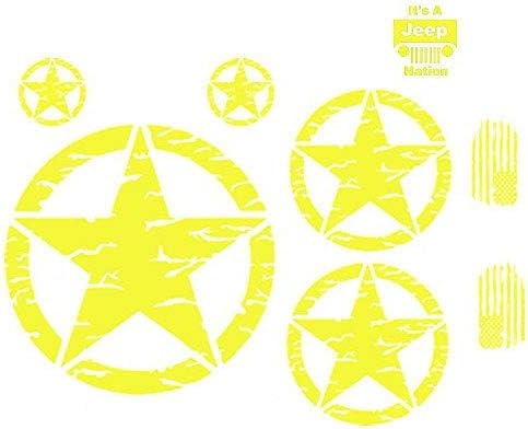 G0006 - Distressed Military Star 8 Decal KIT - Custom Designed for use on - Jeep Wrangler Roxor Cherokee Compass Patriot & More (Blue)