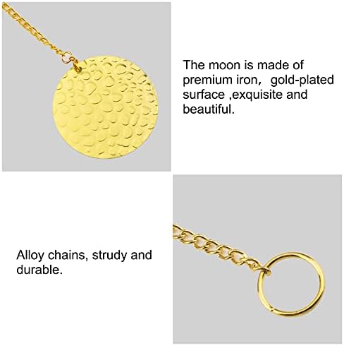 INCREWAY Moon Phase Decor Wall Hanging, 79.6" Handmade Hammered Metal Moons Garland Decor, Bohemian Art Gold Moon Cycle Banner Aesthetic Lunar Wall Decoration for Bedroom Living Room