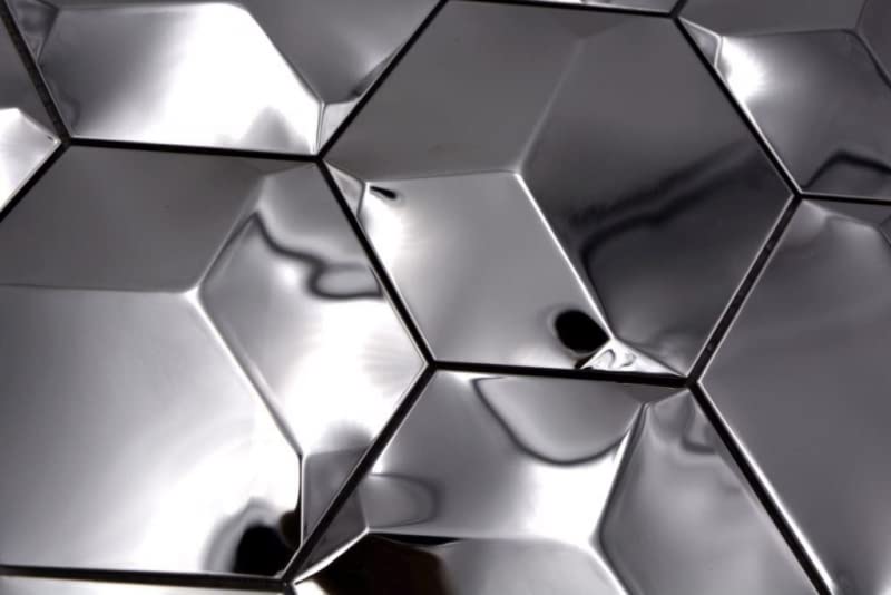 Mosaïque Inox Brossé Argent - 10 Plaques, Carreau Cuisine 129-23D_f, Neuve