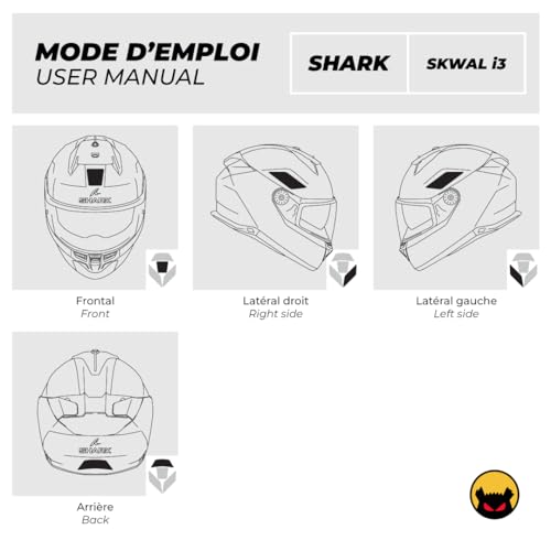 Fear The Yellow Bear© Easy Replica Shark D-Skwal I3™, Kit 4 Stickers réfléchissants REPOSITIONNABLES, pour Casque Moto, 3M™ Technology (Noir, Shark SKWAL I3)… – vue 7