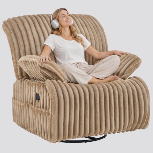 Oversized Swivel Rocking Recliner Corduroy