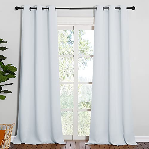 Image of NICETOWN Room Darkening Long Curtain Set - Window Treatment Thermal Insulated Grommet Long Drapes for Living Room (2 Panels, 42 by 95, Greyish White)