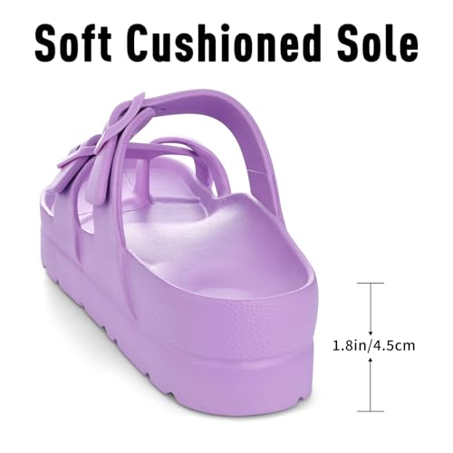 Image of Goosecret Women's Platform Sandals with Arch Support Comfortable Foam Slides Summer Beach Sandals with Adjustable Buckle Purple, 36