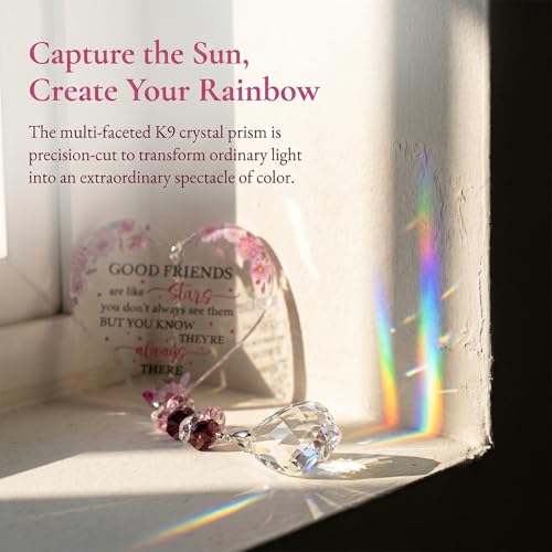 Image of for Women, Friendship Gifts for Women that Fill Her Room with Calming Colors (Perfect for Bestie Birthday, Christmas, or Just Because) - Heart Shaped Crystal Suncatcher Rainbow Maker
