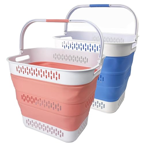 SAMMART 40L (10.5 Gallon) Collapsible Plastic Laundry Basket with Handles - Foldable Pop Up Storage...