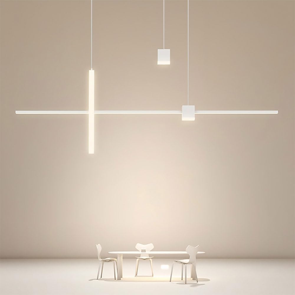 Lustre LED long blanc 100cm suspension aluminium éclairage intérieur moderne