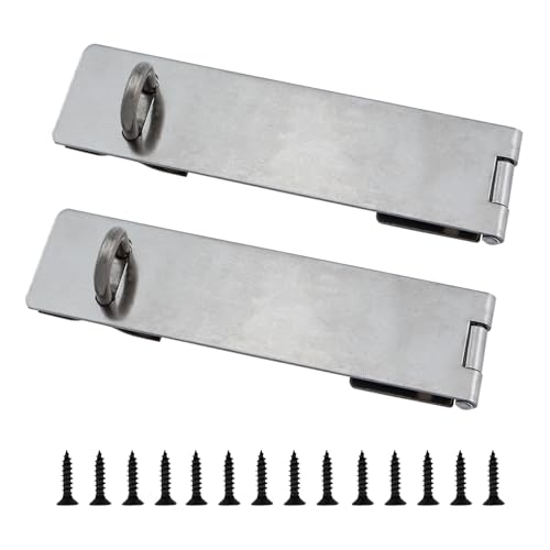 Image of 2PCS 5.5x1.18inch Silver Stainless Steel Door Buckle Padlock Hasp Brushed Finish Lock Plate Buckle Thickened Door Lock Latch with Screw Suitable for Fixing Sheds Drawer Cabinet Door