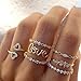 Rings for Teen Girl Gifts Trendy Stuff Gold Stackable Rings for Women Simple Star Moon Heart Knuckle Ring Set Boho Cute Stuff Gold Ring Pack Jewelry Birthday Valentines Day Gifts for Her