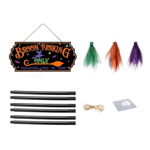 Adornos de jardín para vallas, decoraciones de Halloween, decoración de Halloween, letrero de parada con bruja de madera, lindo para porche delantero, pared, adorno para el hogar (B, 90 x 41 cm)