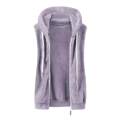 Womens Fuzzy Fleece Vest Casual Oversized Zip Up Sherpa Hooded Jacket Sleeveless Winter Warm Coat Outerwear4