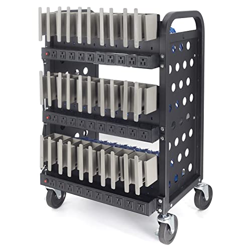 30-Unit Mobile Charging Cart - Open Charging Station Rack For 14-Inch Chromebooks And Tablets -  Tablet Organizer Station With Cable Management And Charger Organization(Black) #TOP1