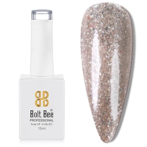 Image of Bolt Bee Shiny Glitter Color Gel Nail Polish Soak Off UV Gel DIY at Home Manicure Salon Nail Art (152, 15ml)