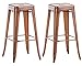 Lot de 2 Tabourets de Bar Joshua avec Repose-Pied I Set 2 Chaise de Bar Design Industriel Hauteur Assise 77 cm I Couleur :, Couleur:cuivre