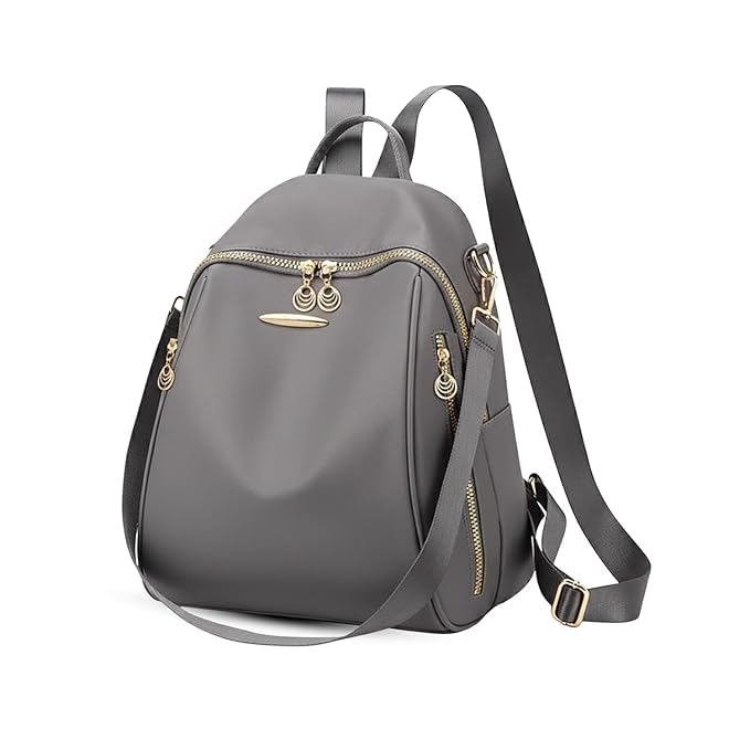 Image of Pagwin Fashion Mini Backpack Purse for Women, Black Nylon with Gold Hardware, Convertible Shoulder Bag with Multiple Compartments