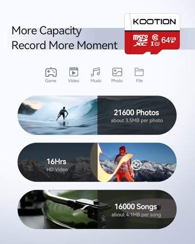 KOOTION 64GB Micro SD Card 5 Pack Micro SDXC Memory Card with Adapter UHS-I, U1, Full HD, Class 10 TF Flash Memory Card for Smartphone