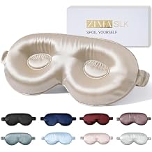 ZIMASILK Adjustable 22 Momme 100% Pure Mulberry Silk Sleep Mask, 3D Contoured Cup Eye Mask for Sleeping, Super Soft Breathable Blindfold, Perfect Blocks Light for Sleeping. Beige