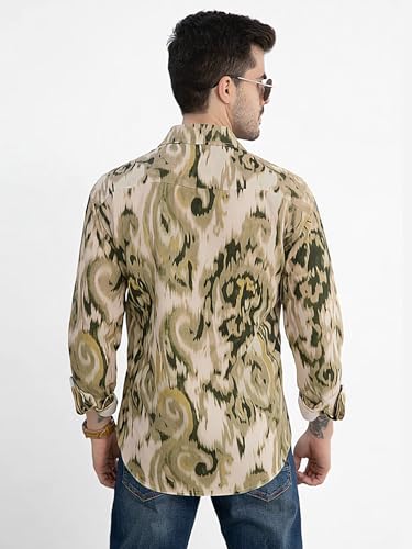 Image of Pinkmint Men Printed Cotton Flex Shirt | Stylish Designer | Regular Fit Floral & Abstract Print Shirt for Men (Available in Plus Size)