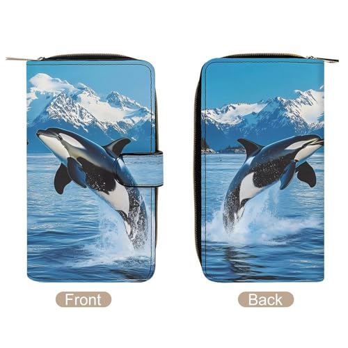 Animal Orcas Iceberg Womens PU Leather Wallet Long Purse Clutch Organizer for Office Travel3