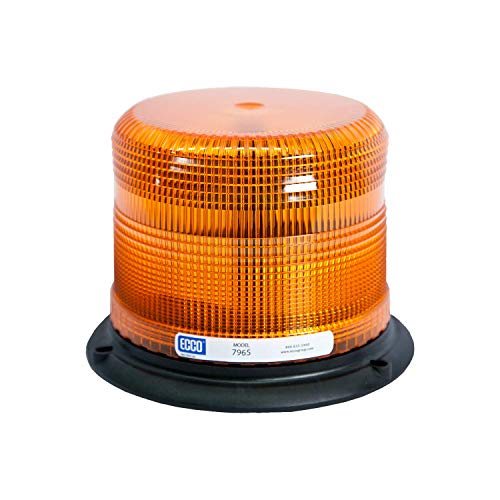 ECCO 7965A LED Beacon 6.5 Inch LED Beacon Warning Flash Amber Light High-Intensity 3 Bolt Mount 12V 24V 11 Flash Patterns for Industrial Vehicles Applications, 5 Year Warranty
