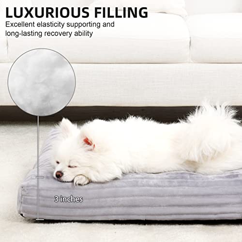 Dog Crate Bed Washable Dog Beds For Small Dogs Deluxe Thick Flannel Fluffy Comfy Kennel Pad Anti-Slip & Anti-Scratch Pet Sleeping Mat, 23 X 18 Inch, Light Gray #TOP2