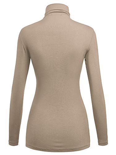 Image of Lock and Love Women's Turtleneck Top Lightweight Long Sleeve Slim Fit Pullover, Soft Rayon Stretch Layering Basic, S-3XL