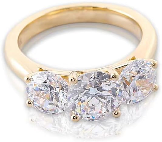 10K 18K 14K Solid Gold 2-4 CT Three Stone Moissanite Engagement Ring for Women D Color VVS1 Clarity Simulated Diamond Ring