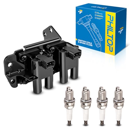 Image of PHILTOP Ignition Coil Pack and Spark Plugs Fits for Hyundai 2001-2005 Accent 1.6L, 1PCS UF424
