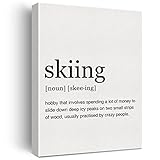 LEXSIVO Skiing Definition Print Canvas Wall Art Home Office Decor Modern Ski Painting 12x15 Canvas Poster Framed Ready to Hang Artwork Skier Gift