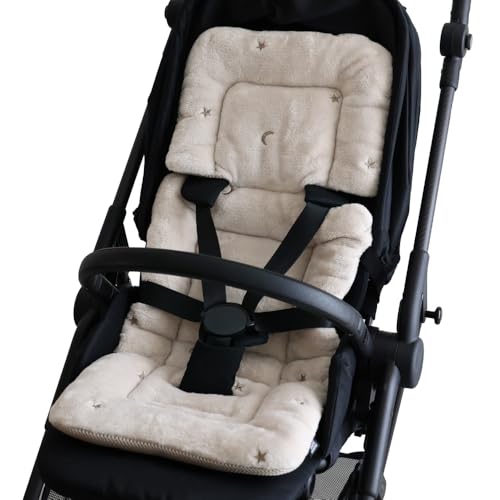 プッパプーポ ベビーカーシート クッション [フランネル] 冬用 洗える チャイルドシート (03スター×モカ)