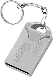 Pendrive 64GB USB 2.0 Metálico - Compacto Portátil Armazenamento Seguro Alta Velocidade Transferência de Dados Plug Play para PC Notebook Rápida Leve Resistente Prateado Chaveiro Pen Drive Sem Tampa