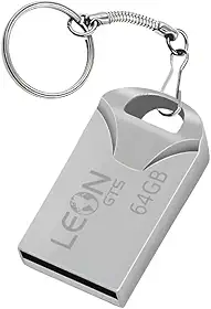 Pendrive 64GB USB 2.0 Metálico - Compacto Portátil Armazenamento Seguro Alta Velocidade Transferência de Dados Plug Play para PC Notebook Rápida Leve Resistente Prateado Chaveiro Pen Drive Sem Tampa