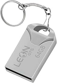 Pendrive 64GB USB 2.0 Metálico - Compacto Portátil Armazenamento Seguro Alta Velocidade Transferência de Dados Plug Play para PC Notebook Rápida Leve Resistente Prateado Chaveiro Pen Drive Sem Tampa
