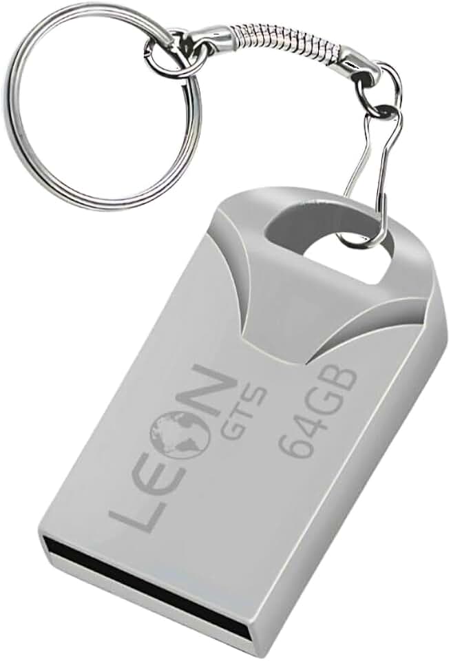 Pendrive 64GB USB 2.0 Metálico - Compacto Portátil Armazenamento Seguro Alta Velocidade Transferência de Dados Plug Play para PC Notebook Rápida Leve Resistente Prateado Chaveiro Pen Drive Sem Tampa