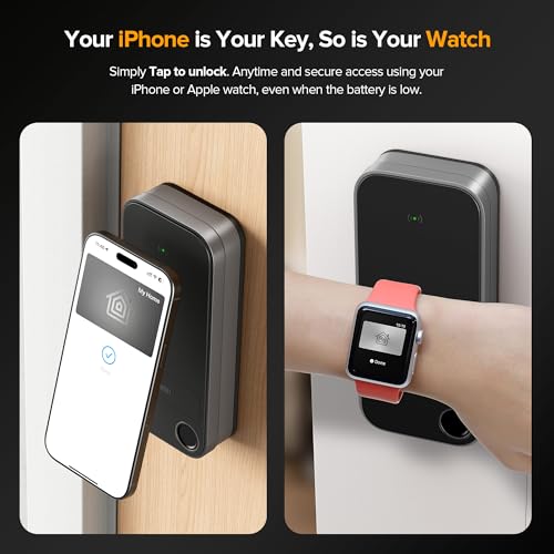 Image of ThorBolt X1 Apple Home Key Tap to Unlock, Smart Keyless Entry Door Lock with Fingerprint, Touch Keypad Deadbolt Lock Works with HomeKit Over Thread (Border Router), IP65 Weatherproof, Gray