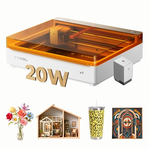 xTool M2 20W Color Craft Laser Engraver, with Full-Color CMYK Inkjet Printer, Built-in Dual Cameras, Class 1 Enclosed Safe Laser Engraving Machine for Wood, Leather, Felt, Fabric, Paper, DIY Crafts