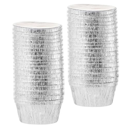 ERINGOGO 40個 入りアルミホイルカップケーキライナー 耐油性良好お菓子型 焼き型 蒸し器対応 家用 レストラン 幼稚園向け軽量コンパクト設計