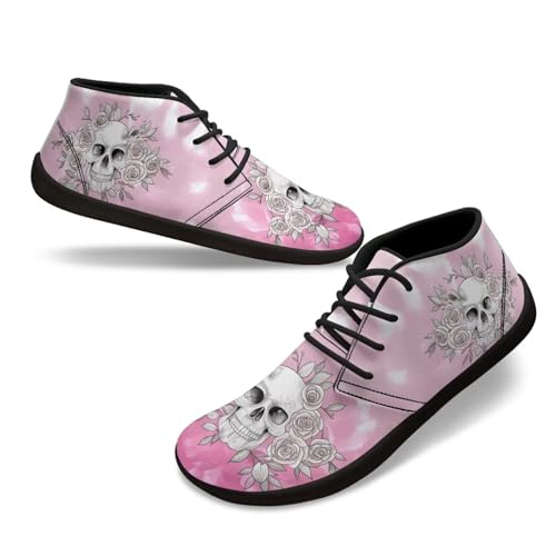 Howilath Skull Print Barefoot Shoes Men Wide Toe Box Low Zero Drop Sneaker Anti-Skid Low Top Minimalist Shoes