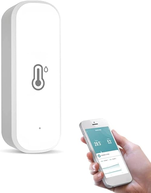 Wifi Tuya Smart Temperature and Humidity Sensor, Smart Hygrometer Thermometer for Alert, No Hub Required, Compatible with Alexa and Google Home, for Home, Baby, Garages, Intelligent Linkage