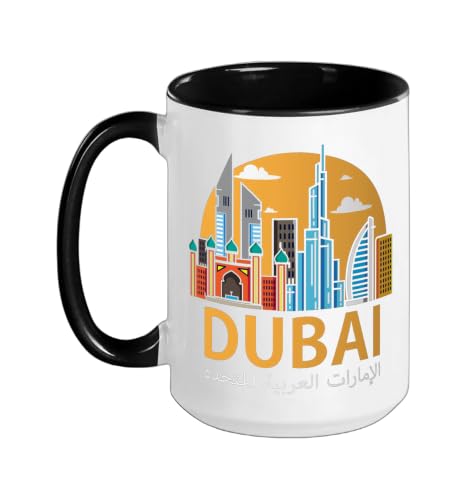 Dubai Emirate Dubai United Arab Emirates (UAE) Ceramic Mug, Black/White, 15oz