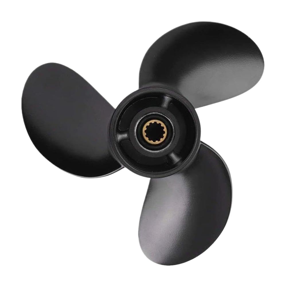 Hélice para Barco de 8,5 Pulgadas x 9 Pulgadas, Compatible con Motores fueraborda de 8HP a 9,8HP, 12 Dientes, Color Negro