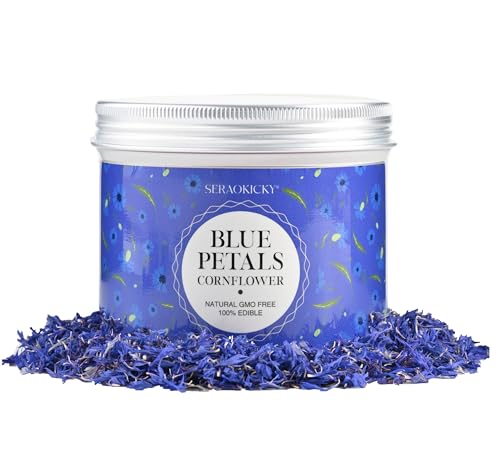 Fiordaliso, fiordaliso secchi, blu, 100% fiori di fiordaliso organici, senza calici, colori vivaci e gusto completo, per fai da te, tè, cottura, sapone, insalate e decorazioni per torte