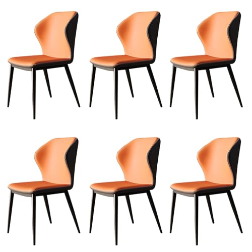 Juego de 6 sillas de Comedor tapizadas para Comedor, Cocina, Dormitorio, balcón y Hotel. Tela de Cuero sintético, Estructura Robusta de Acero al Carbono, Costuras reforzadas, capac