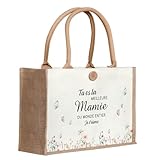 Nangua Sac cabas en toile de jute, cadeau pour mamie, Cadeau d'anniversaire ou de Noël idéal pour grand mère