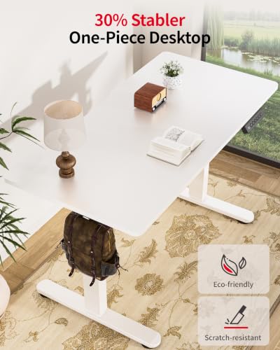 Image of Okin Standing Desk Electric Adjustable Computer Whole Piece Stand up Desk Office Gaming Home Office Memory Desks 48x24 inches White